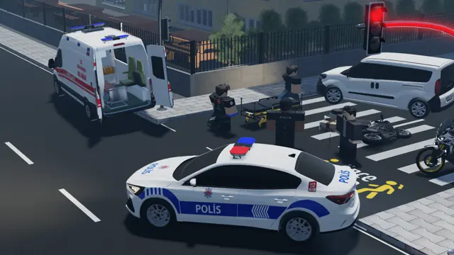 Olay yerinde polis ve ambulans